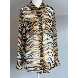 EQUIPMENT FEMME leopard print silk shirt blouse XS